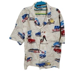 Pacific Legend 50s style Chevy pin up girl Hawaiian button‎ up shirt men's XXL